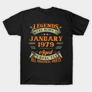 44th Birthday Gift Legends Born In January 1979 44 Years Old T-Shirt